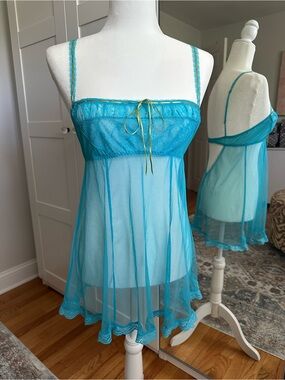 Victoria's Secret Turquoise Sheer Babydoll Chemise